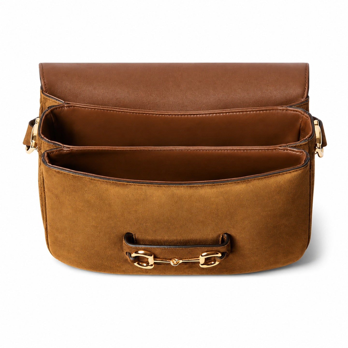 Gucci Horsebit 1955 Suede Leather Brown Gold Shoulder Bag