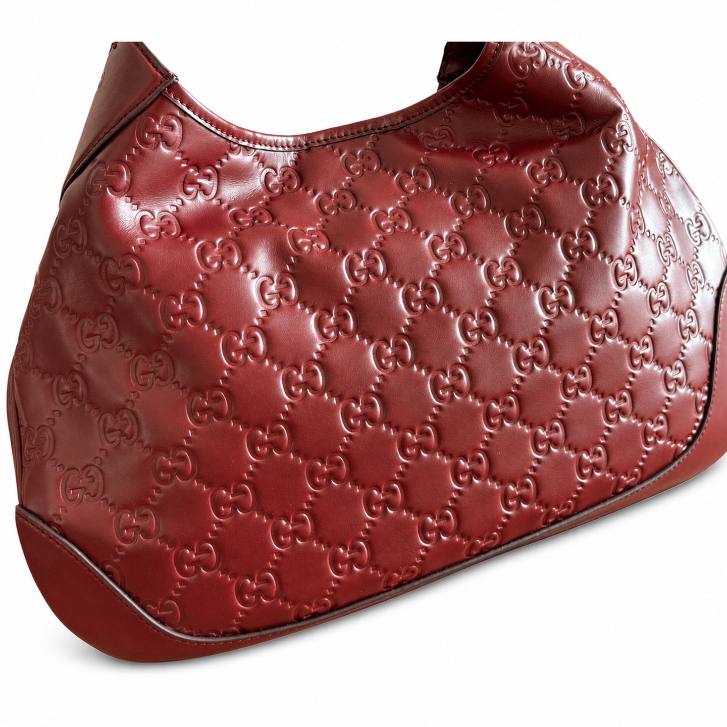 Gucci Suede Leather Brown Gold Burgundy Bag