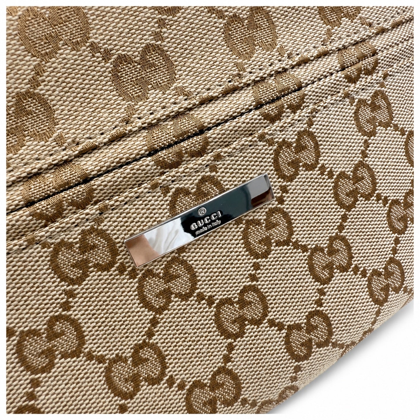 Gucci Canvas Brown Red Green Silver Bag