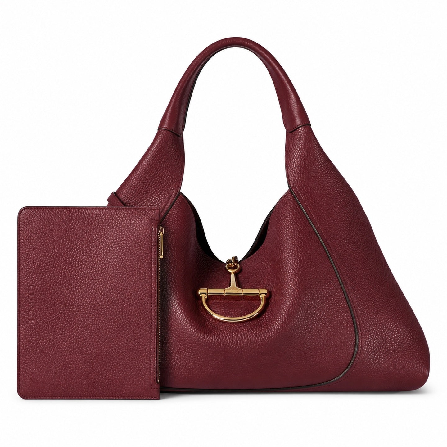 Gucci Horsebit Large Leather Brown Red Gold Bag