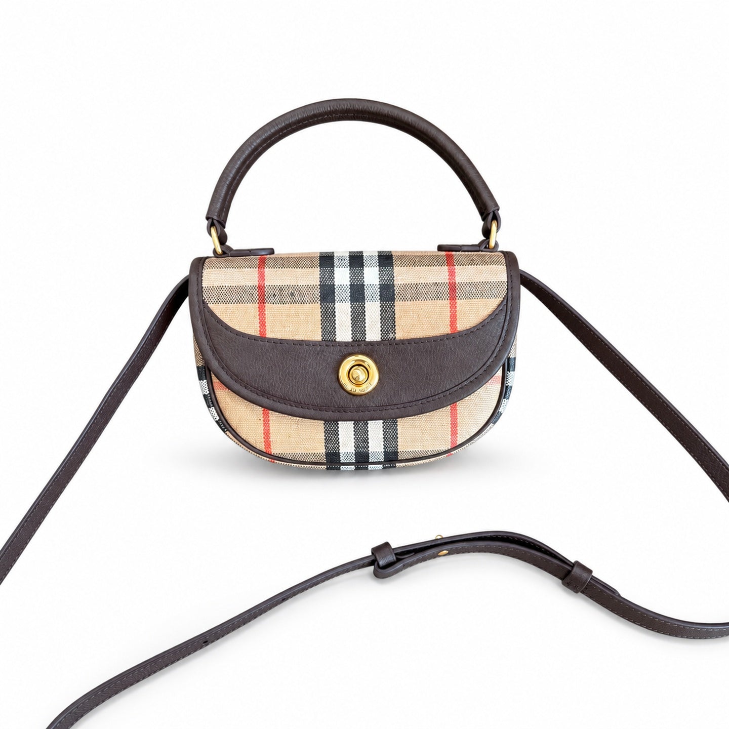Burberry Highlands Mini Cotton Jacquard Leather Bag
