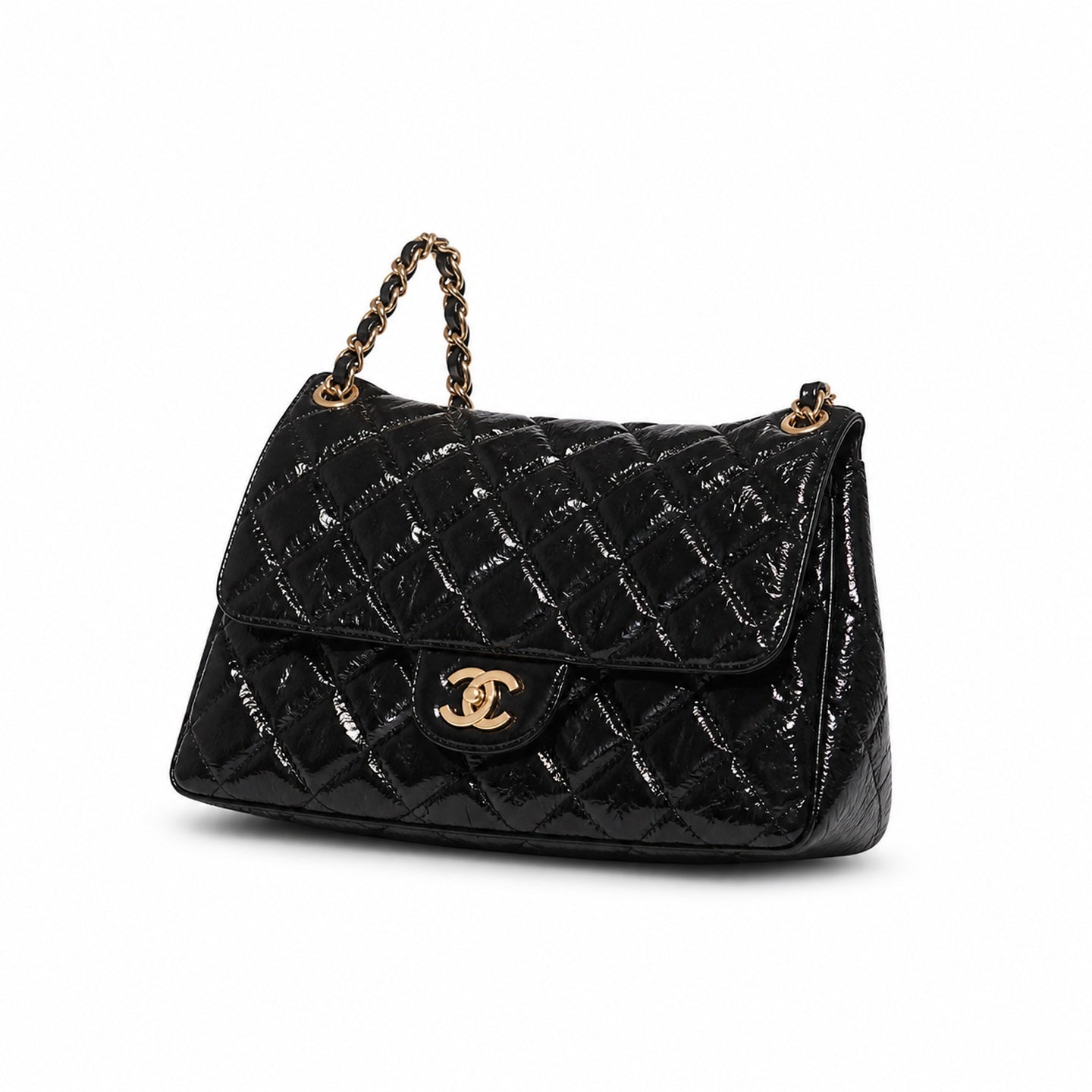 Chanel Medium Knit Patent Leather Bag