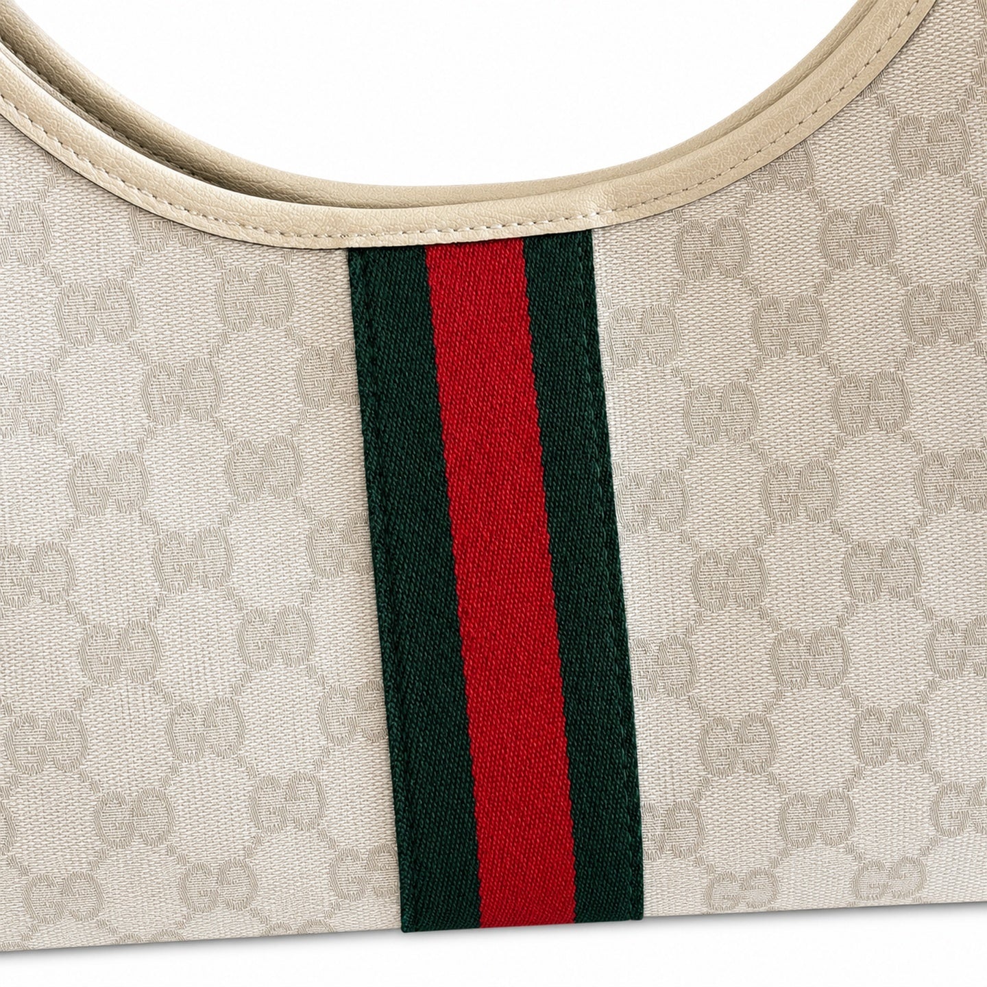 Gucci Giglio Canvas Leather White Brown Red Green Gold Handbag