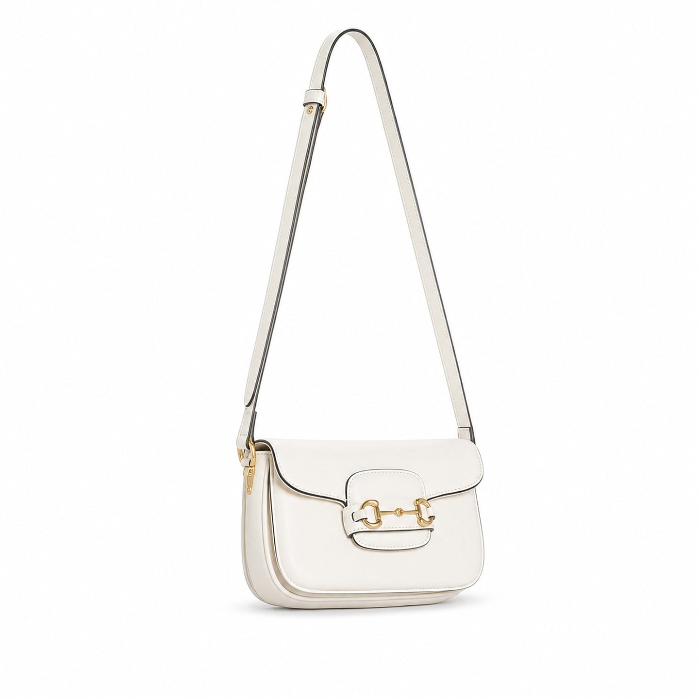 Gucci Horsebit 1955 Leather White Gold Shoulder Bag