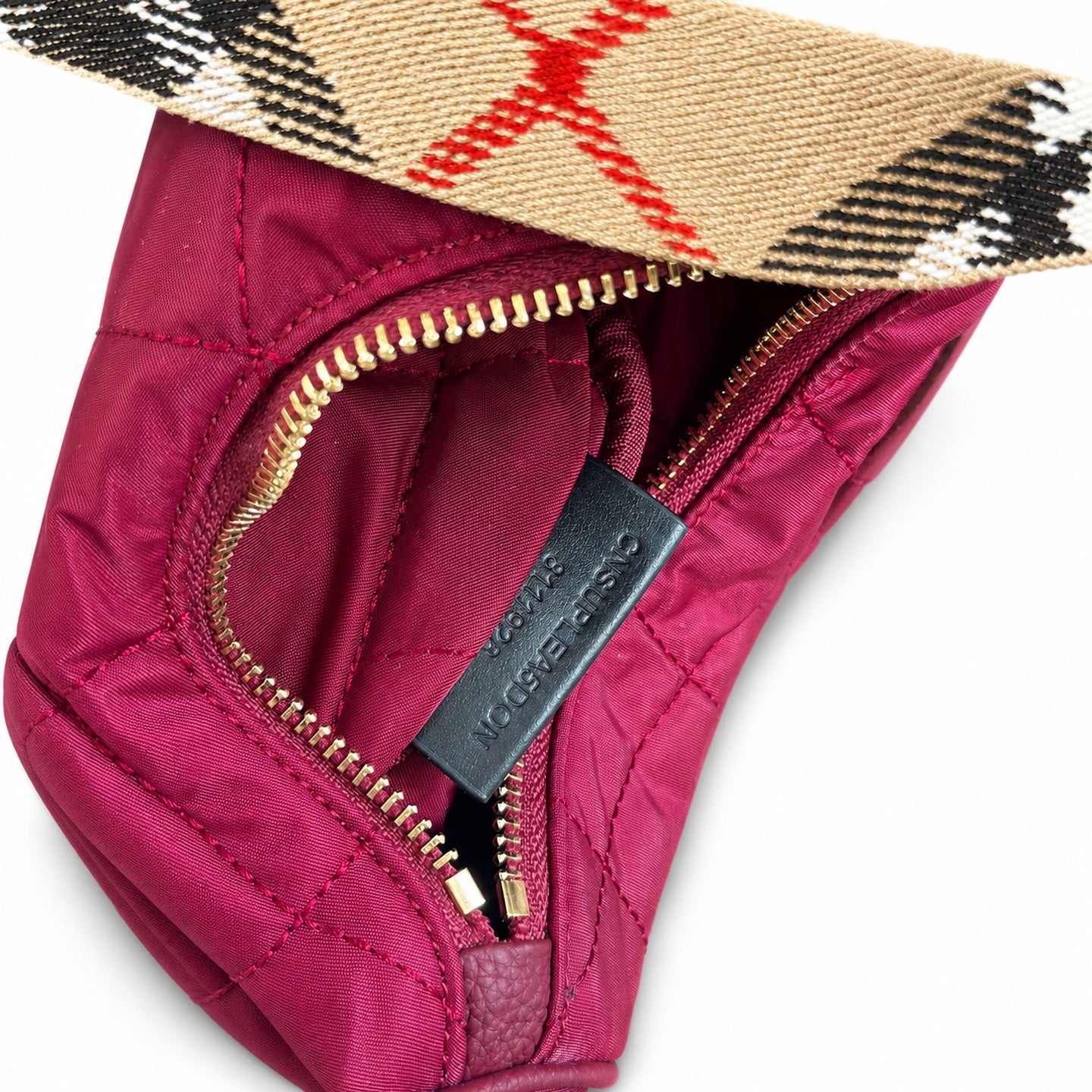 Burberry Horseshoe Quilted Nylon Check Crossbody Bag