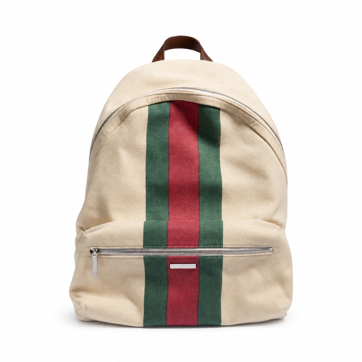 Gucci Quilted Cotton Canvas Leather Brown Red Green Backpack