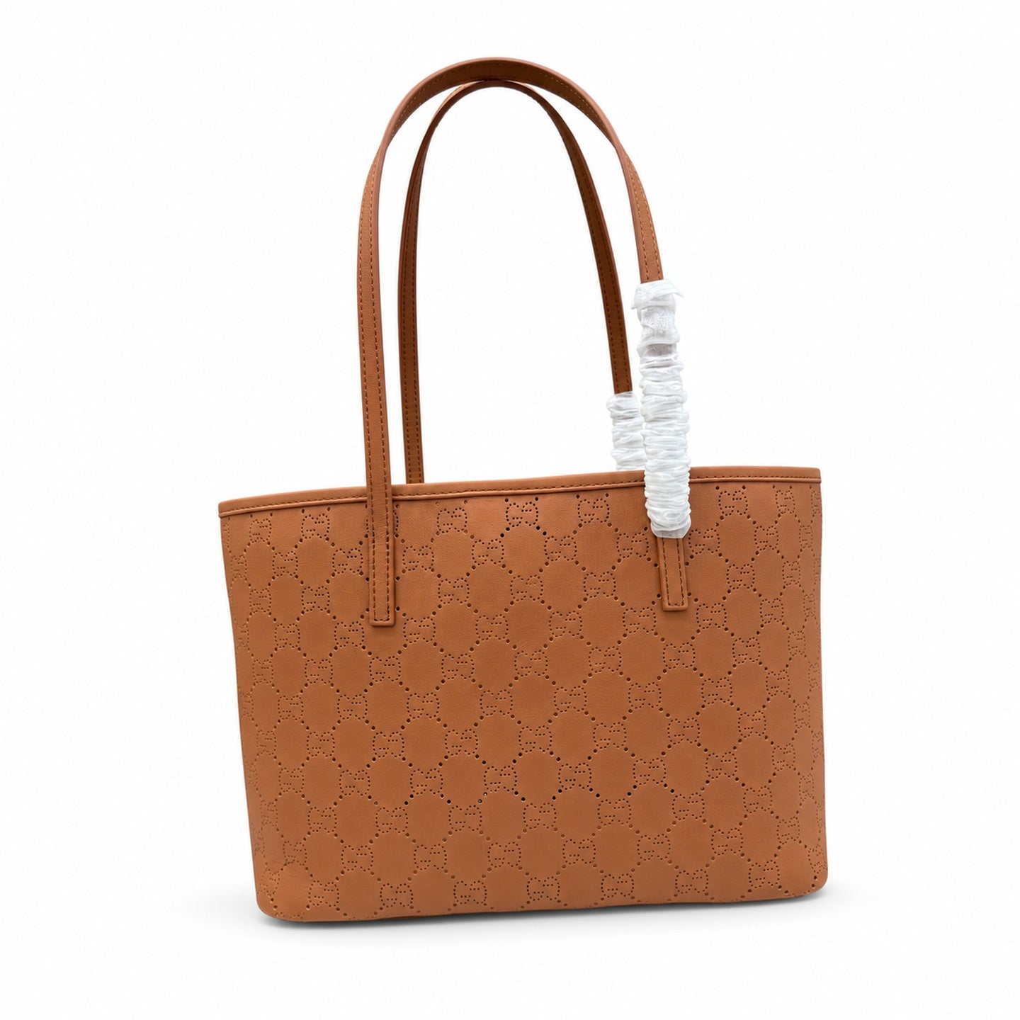 Gucci Suede Leather Brown Gold Tote Bag