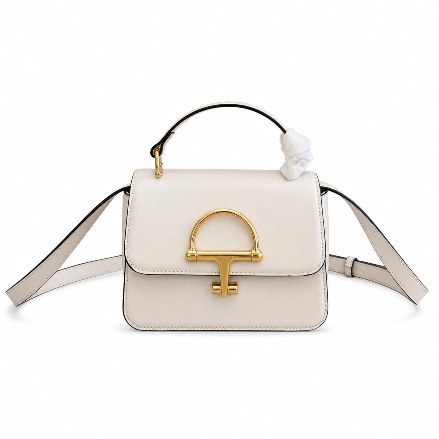 Gucci Horsebit Leather Black White Gold Handbag