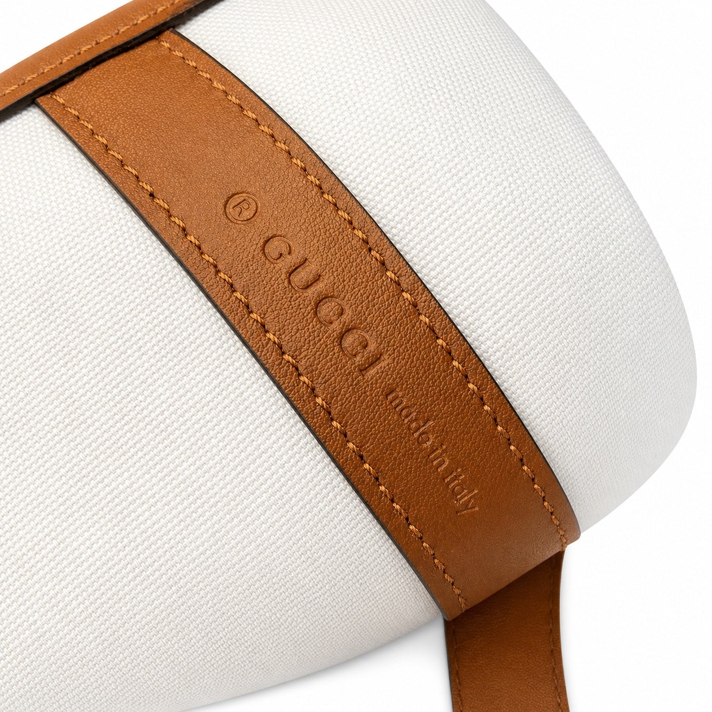 Gucci Denim Leather White Brown Blue Gold Tote Bag