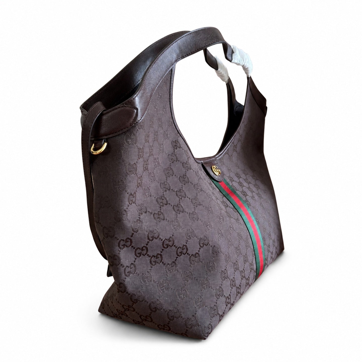 Gucci Giglio Large Cotton Canvas White Brown Red Green Tote Bag