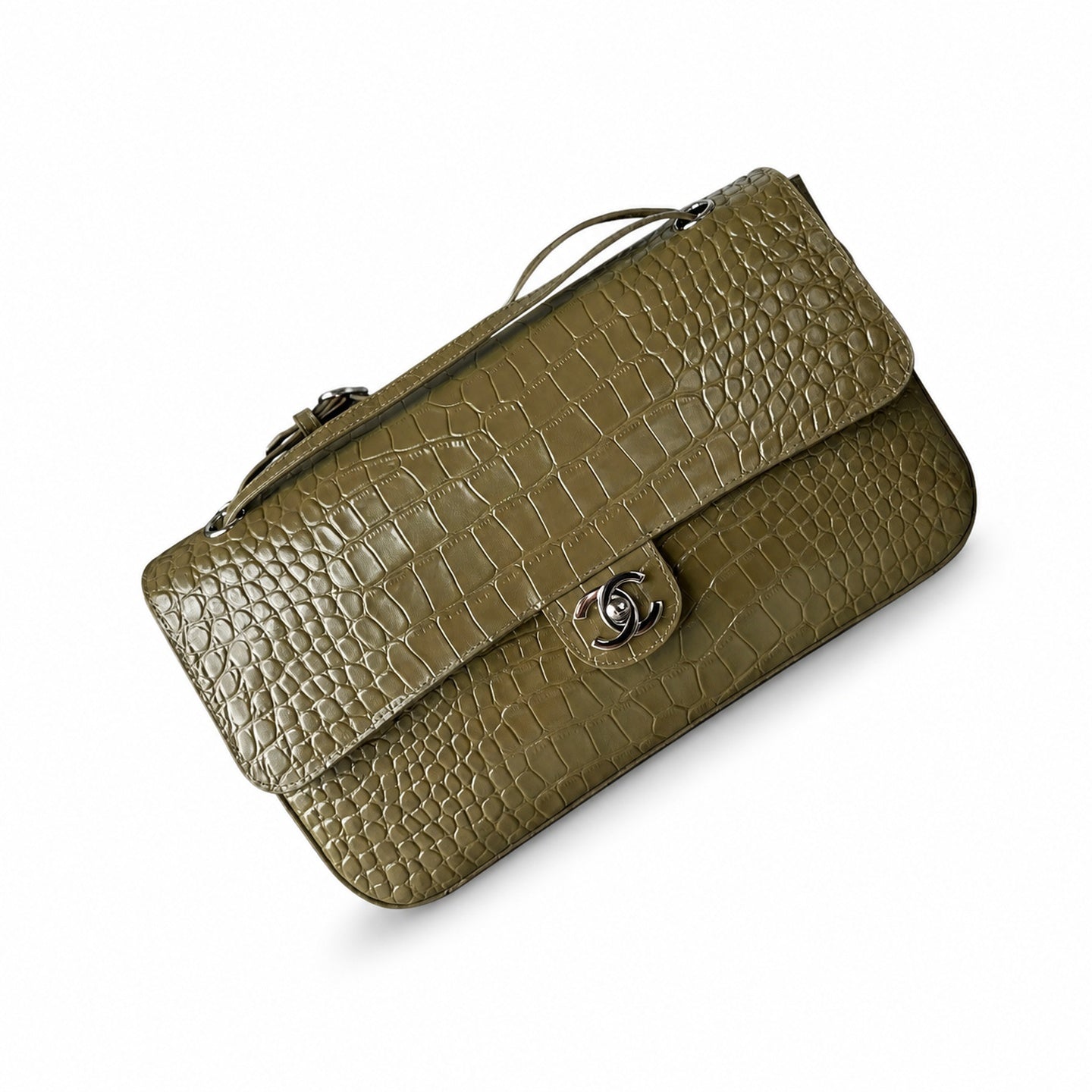 Chanel Croc-Embossed Leather Gold Bag