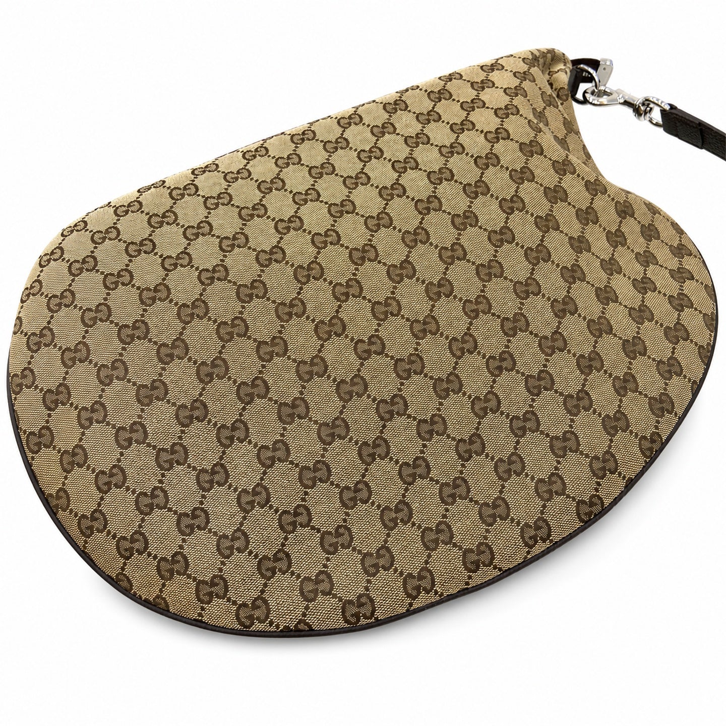 Gucci Small Cotton Canvas Leather Beige Brown Shoulder Bag
