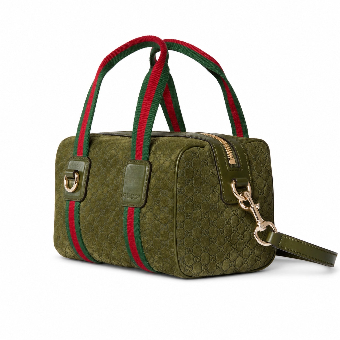 Gucci Mini Cotton Denim Suede Leather Green Gold Handbag