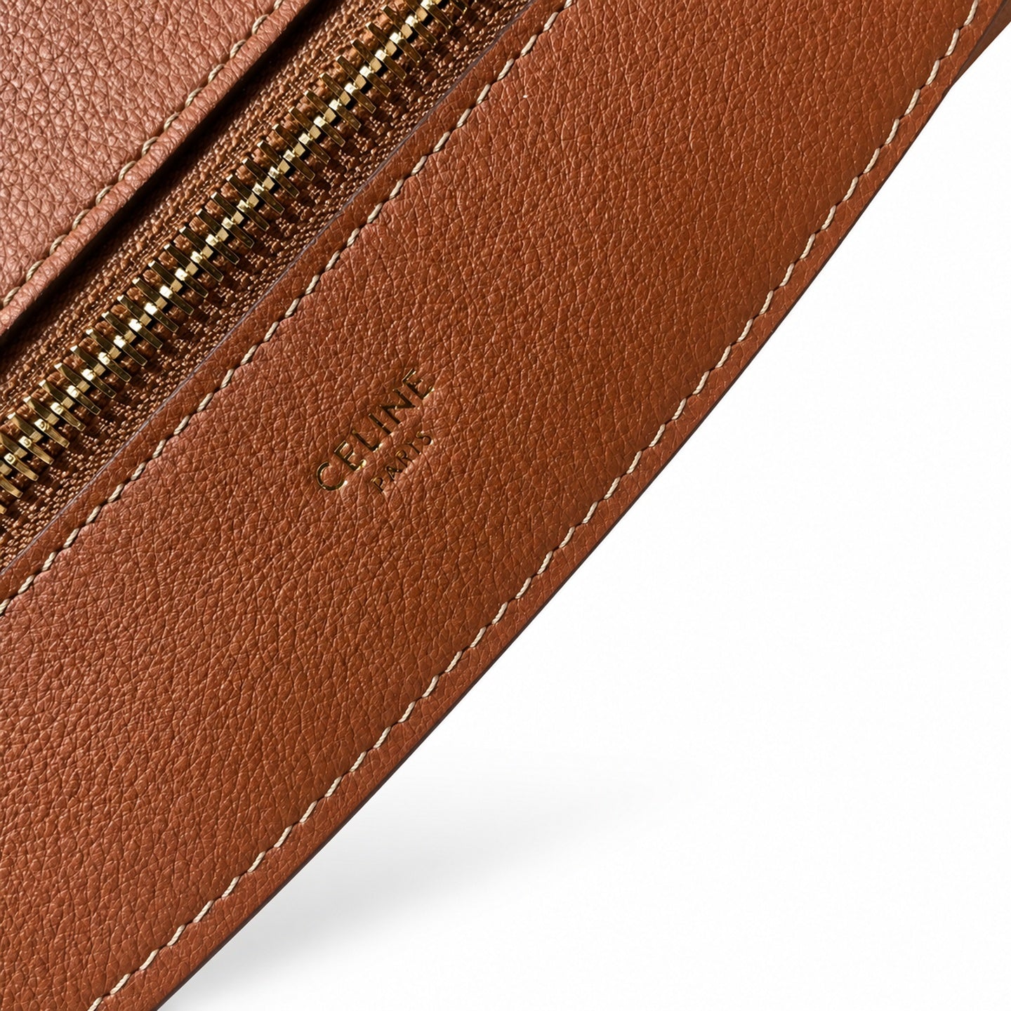 Celine Romy Leather Brown Yellow Gold Bag