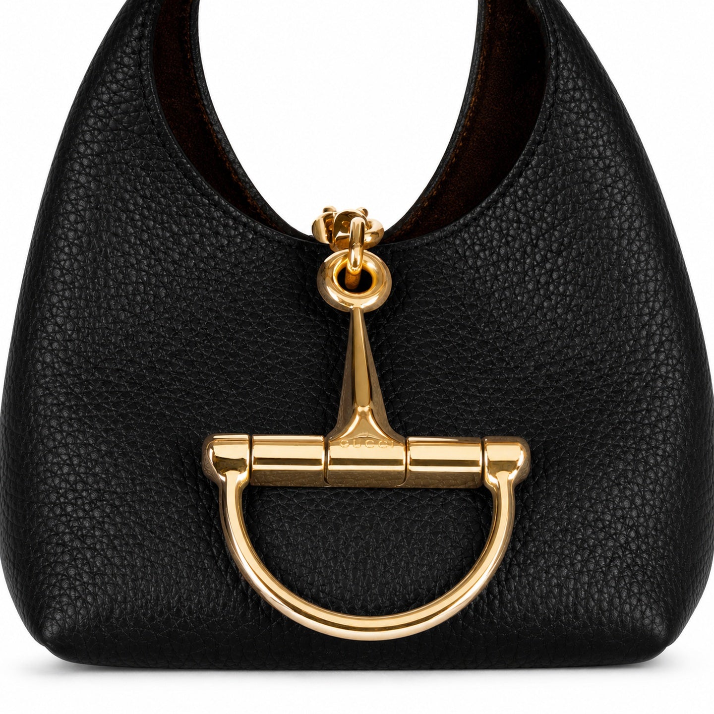 Gucci Horsebit Large Leather Black Brown Gold Shoulder Bag