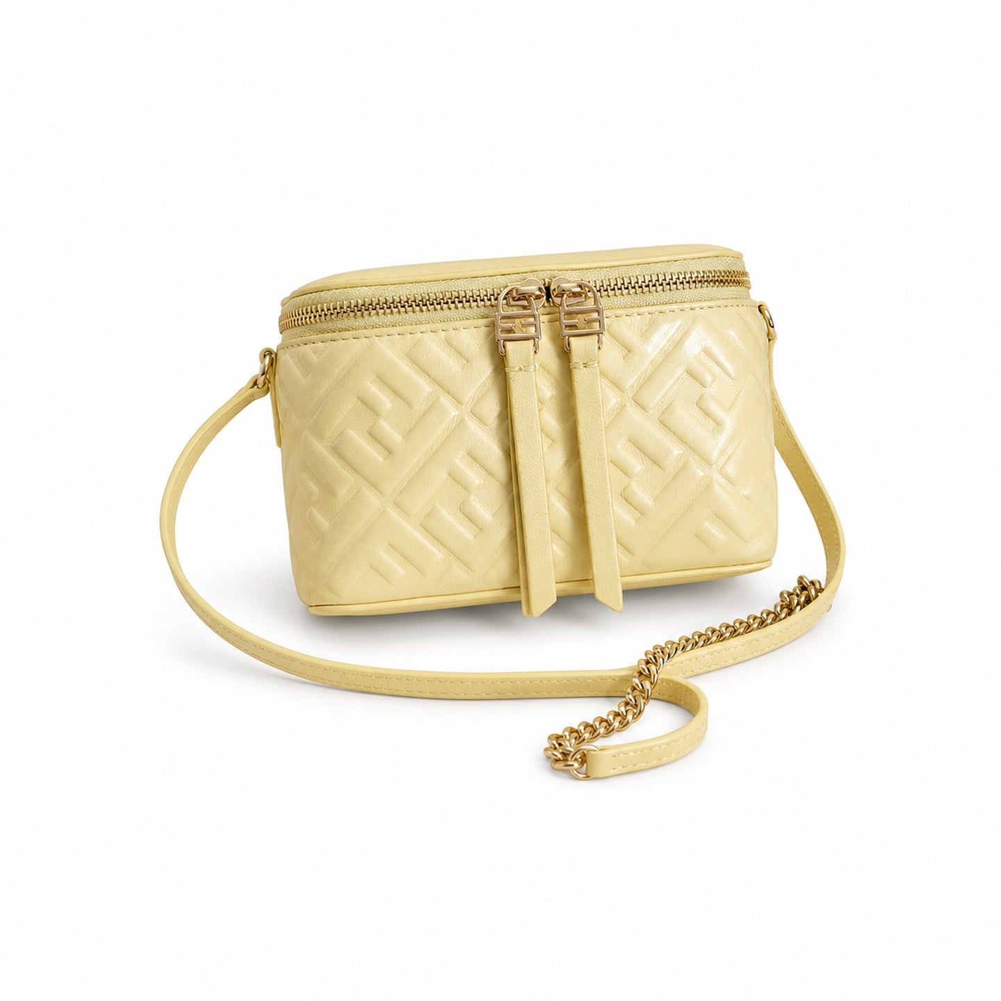 Fendi Mini Leather Yellow Gold Vanity Bag