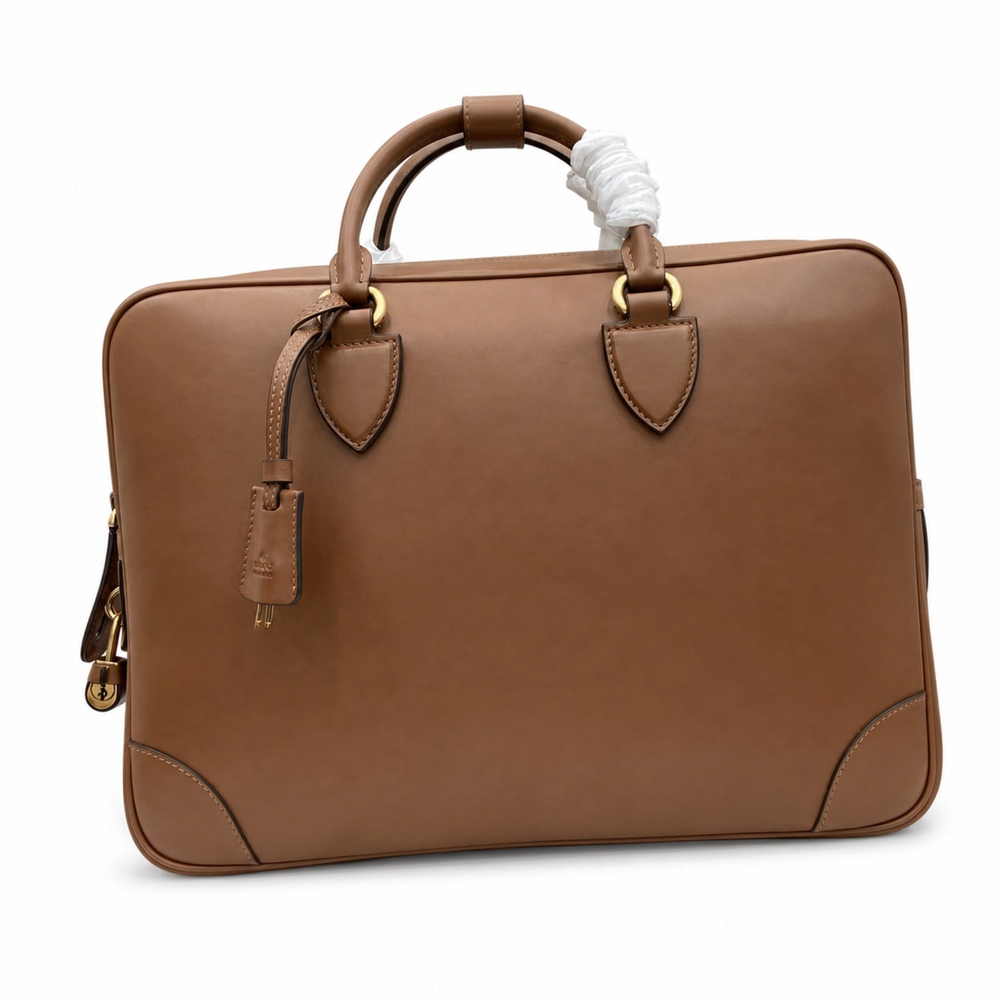 Gucci Men's Cotton Canvas Leather Brown Briefcase