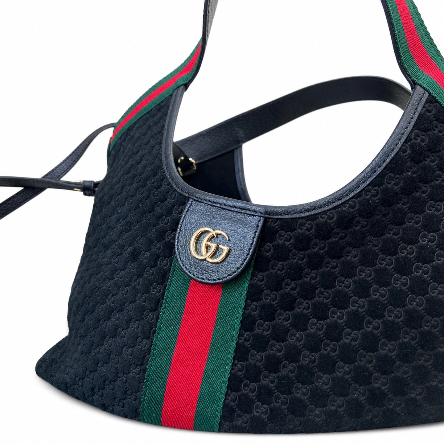 Gucci Giglio Small Cotton Suede Canvas Velvet Leather Black Red Green Gold Tote Bag