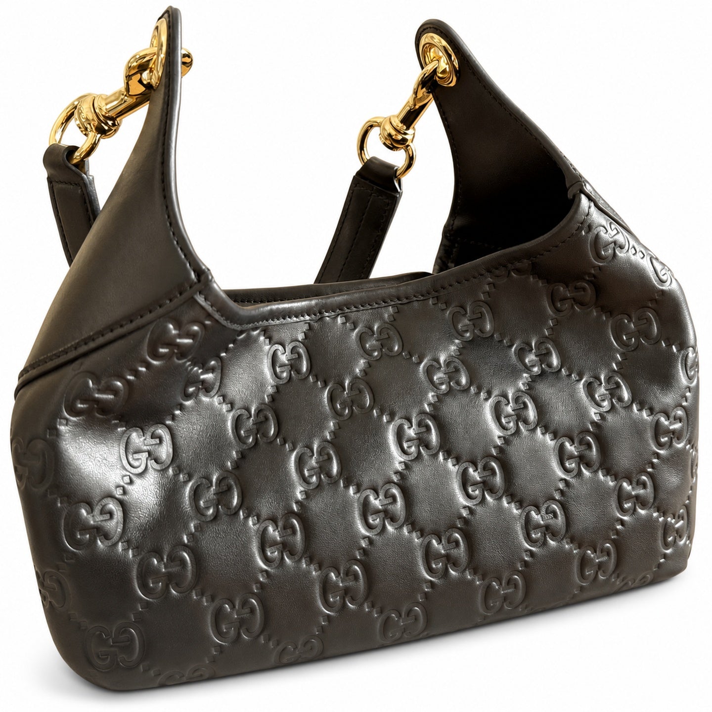 Gucci Suede Leather Black Brown Gold Bag