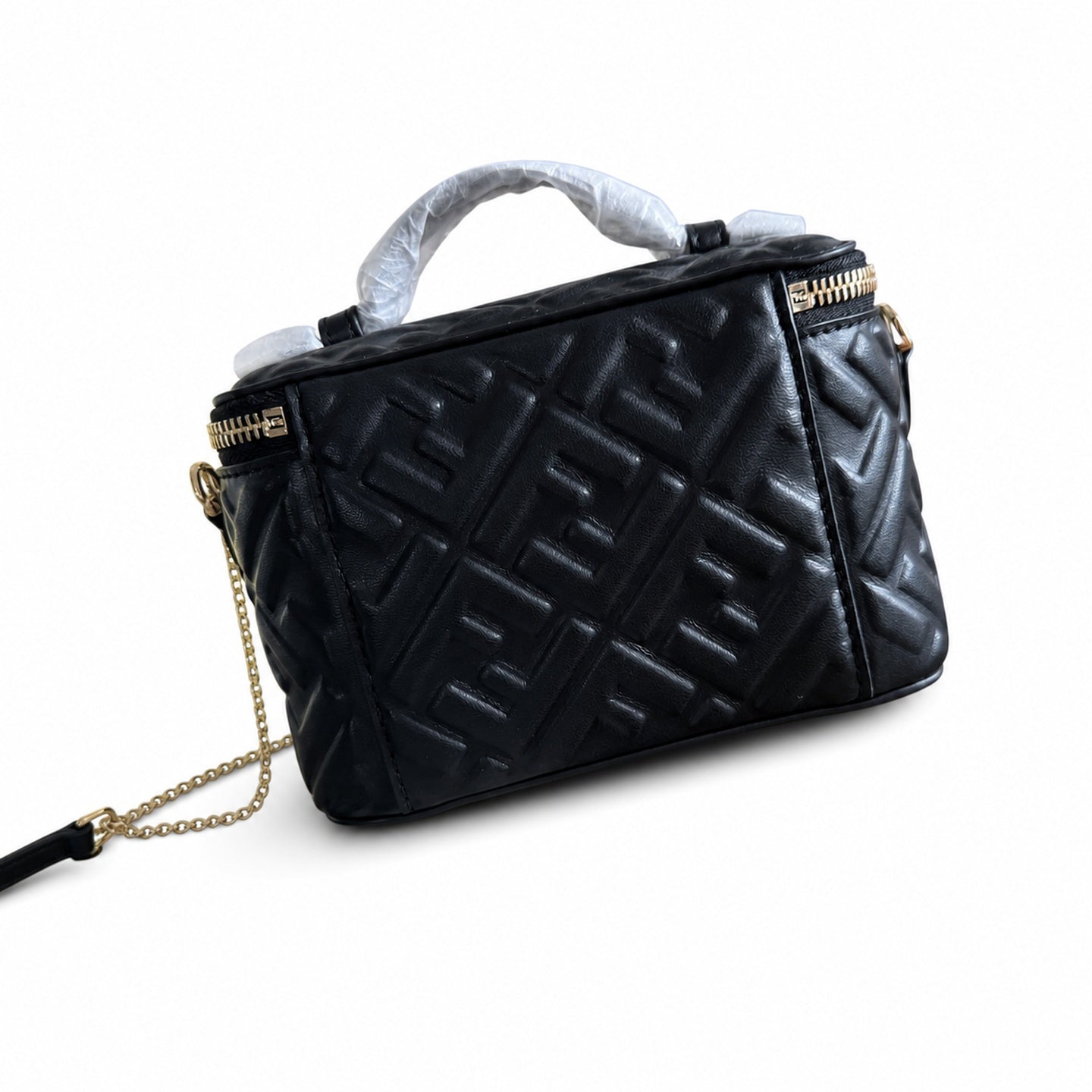 Fendi Mini Leather Black Gold Vanity Bag