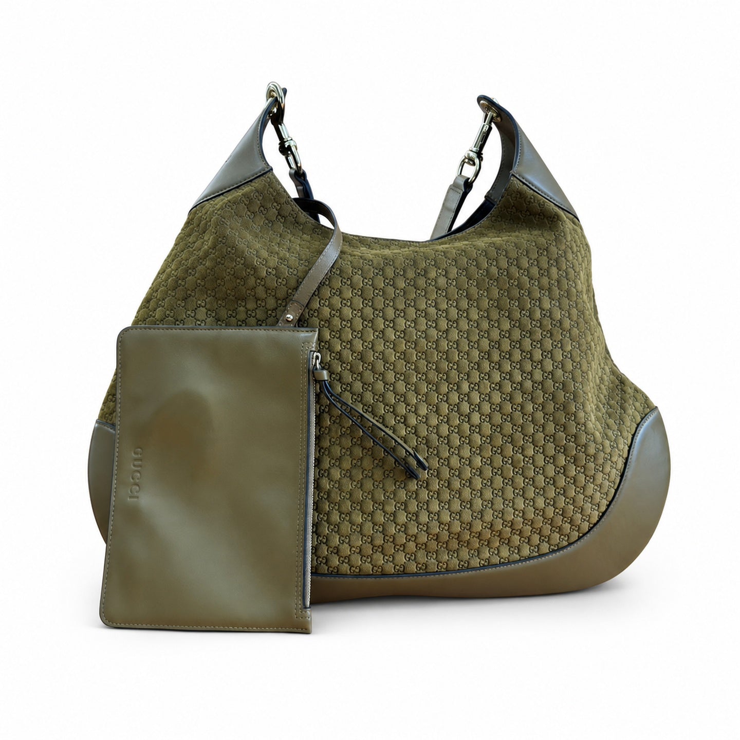 Gucci Medium Canvas Leather Brown Green Bag