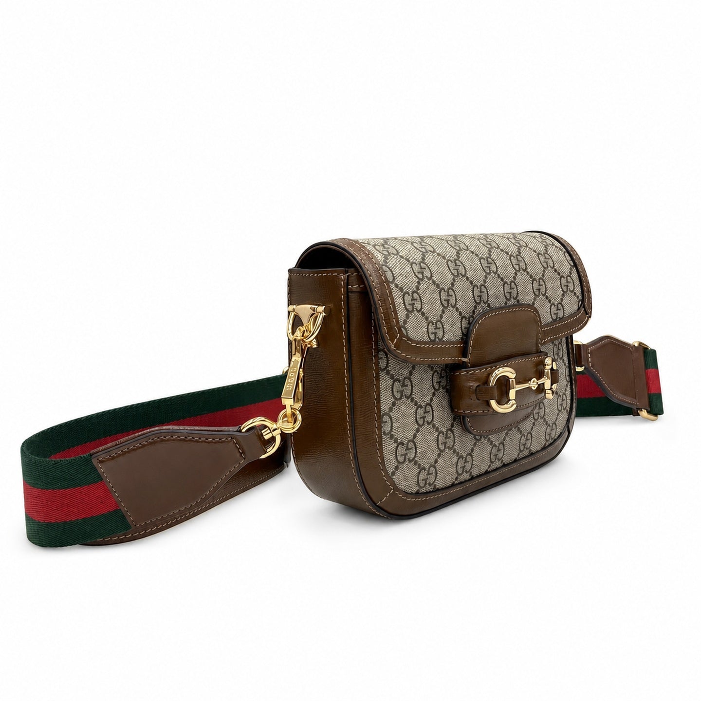 Gucci Horsebit 1955 Supreme Small Cotton Leather Beige Brown Red Green Gold Handbag