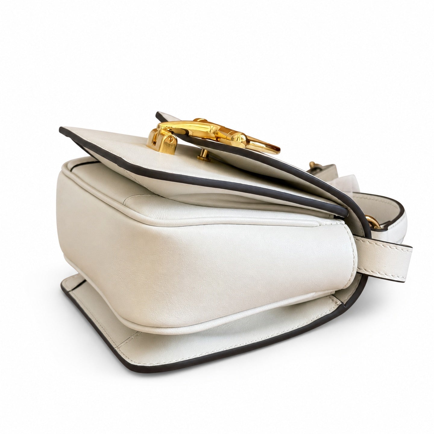 Gucci Horsebit Leather Black White Gold Handbag
