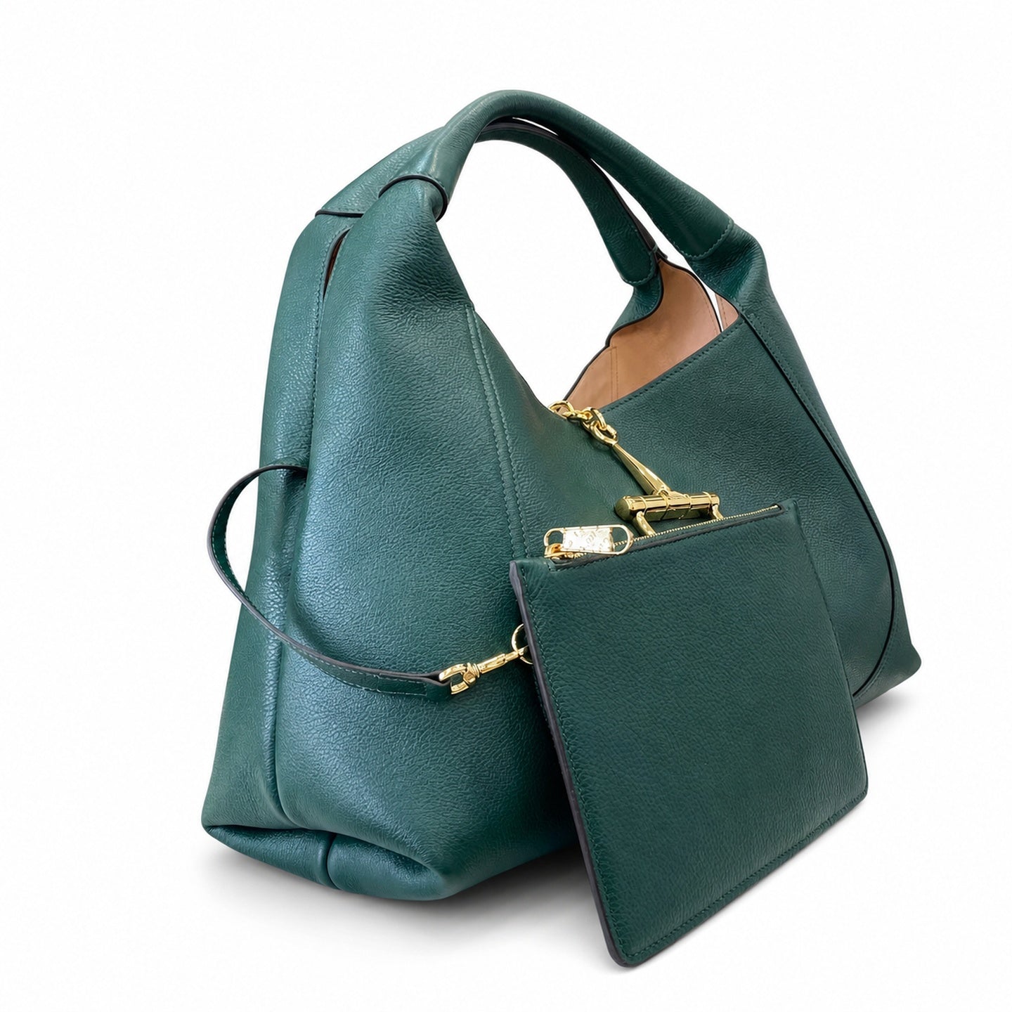 Gucci Leather Brown Green Gold Shoulder Bag