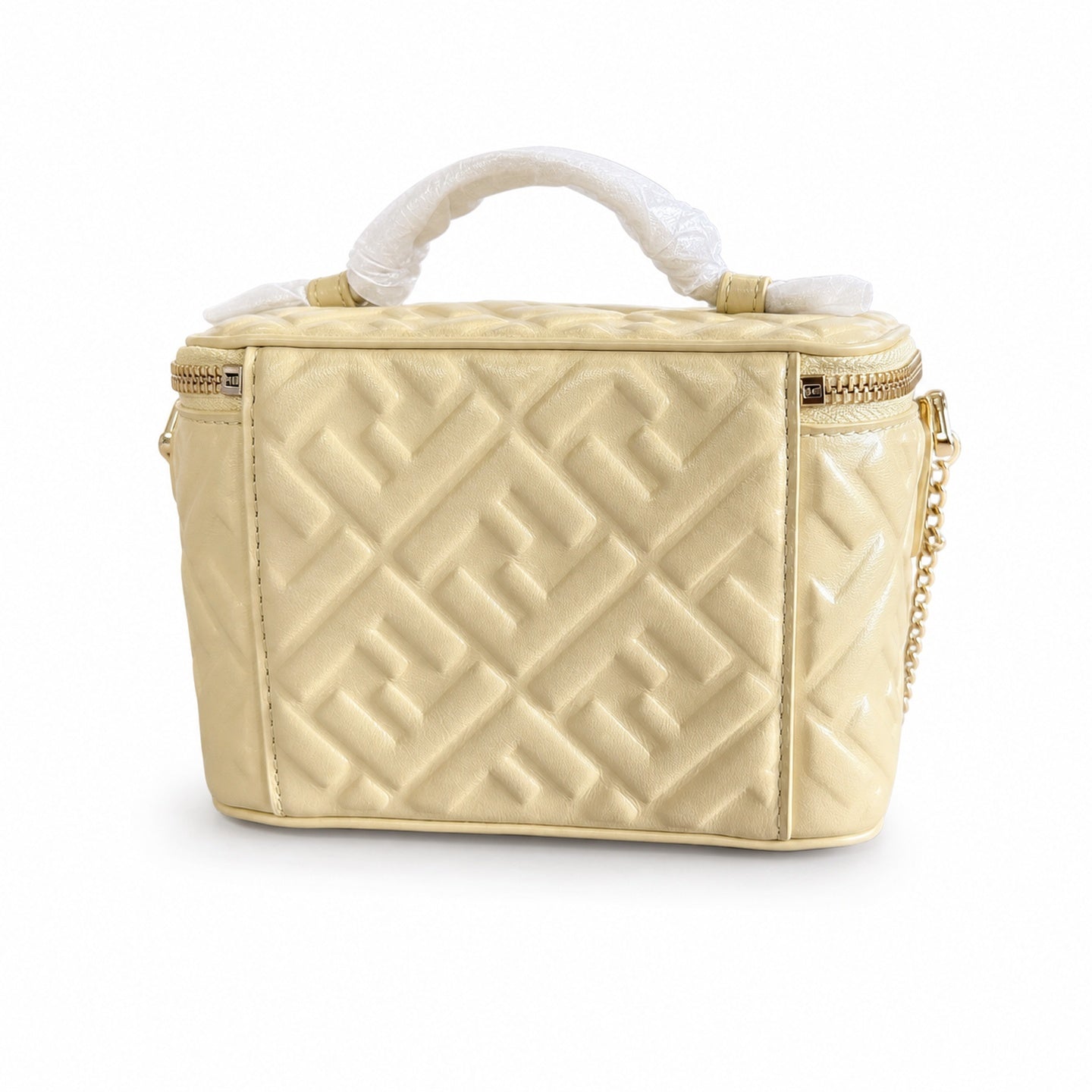 Fendi Mini Leather Yellow Gold Vanity Bag