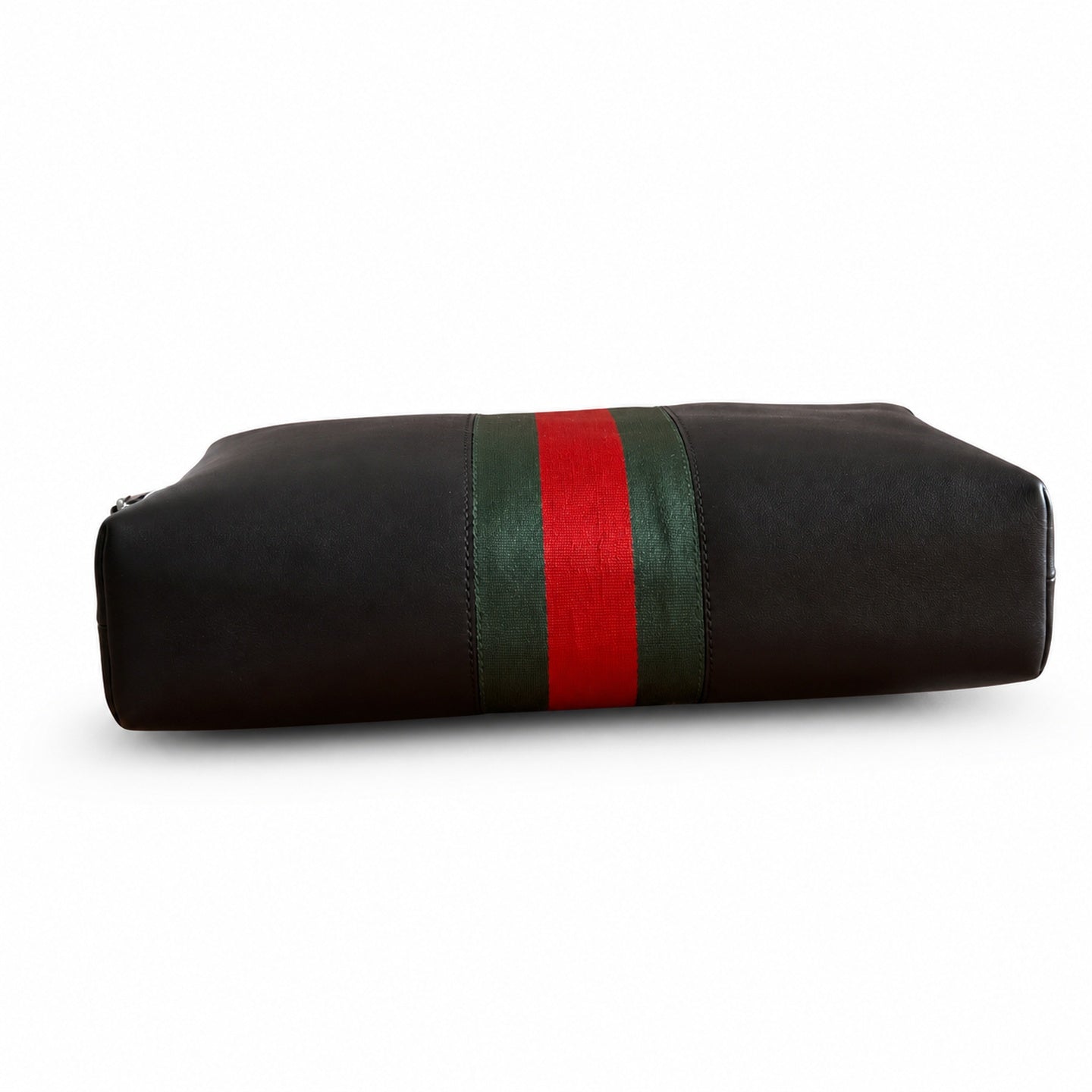 Gucci Nylon Leather Black Red Green Silver Handbag