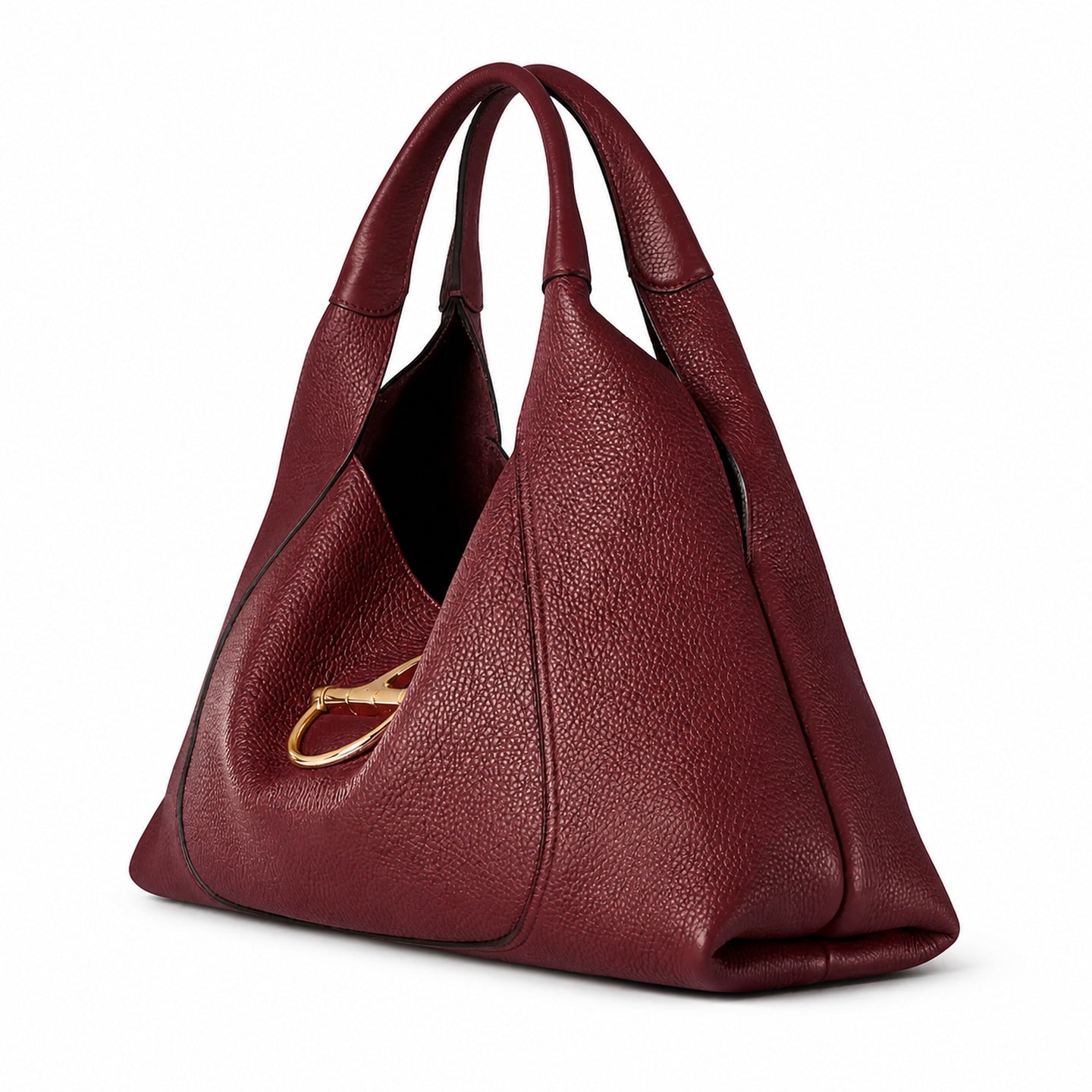 Gucci Horsebit Large Leather Brown Red Gold Bag