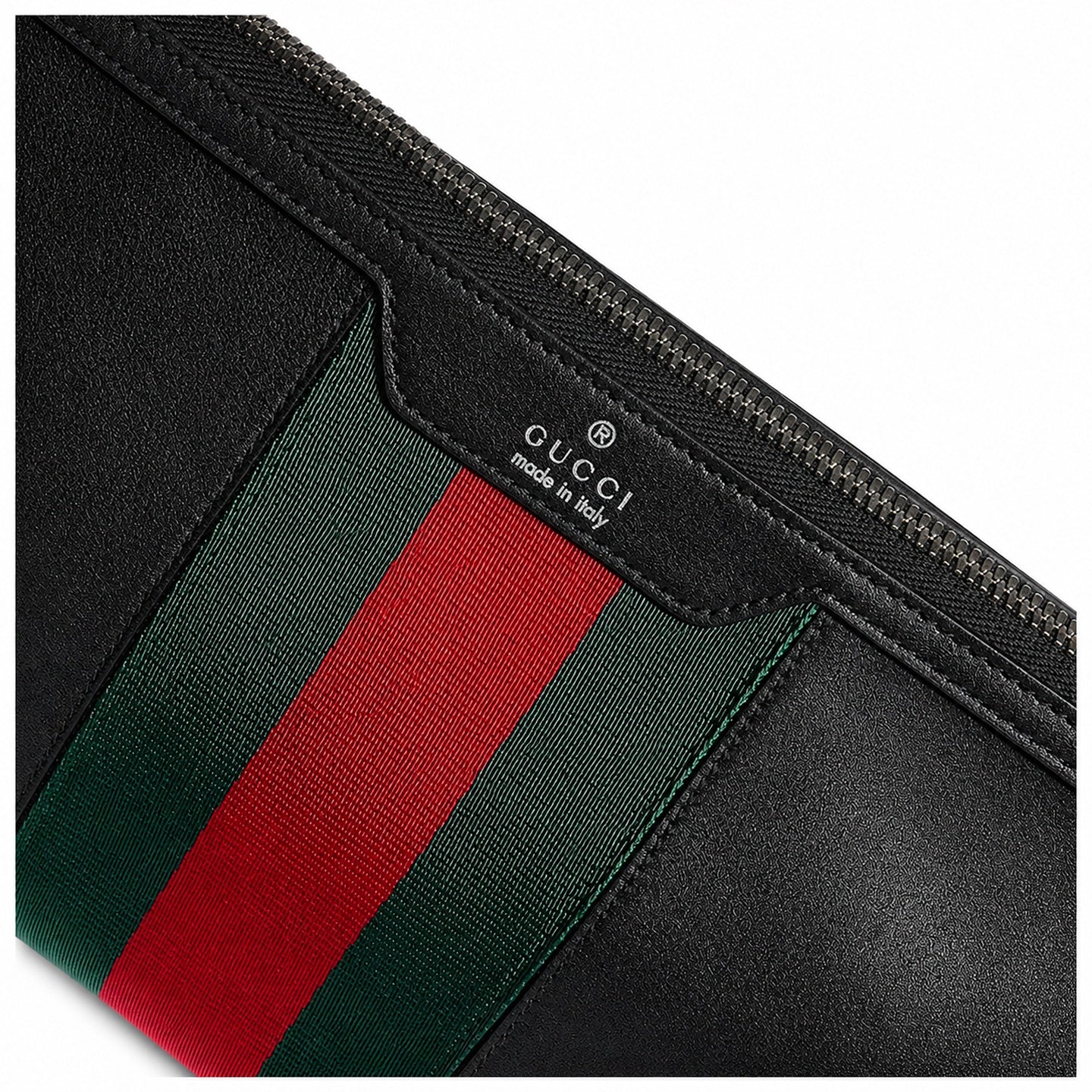 Gucci Leather Black Red Green Silver Bag