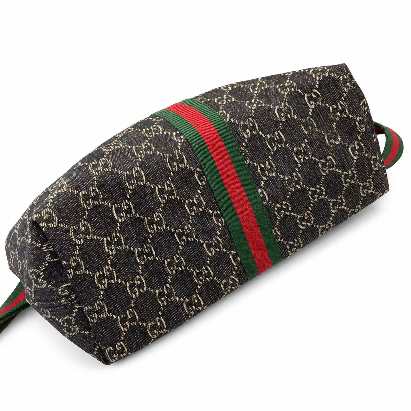 Gucci Giglio Cotton Denim Leather Black White Red Blue Gold Tote Bag