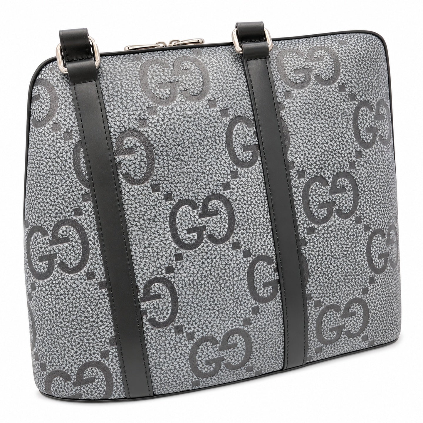 Gucci Cotton Leather Black Gray Briefcase