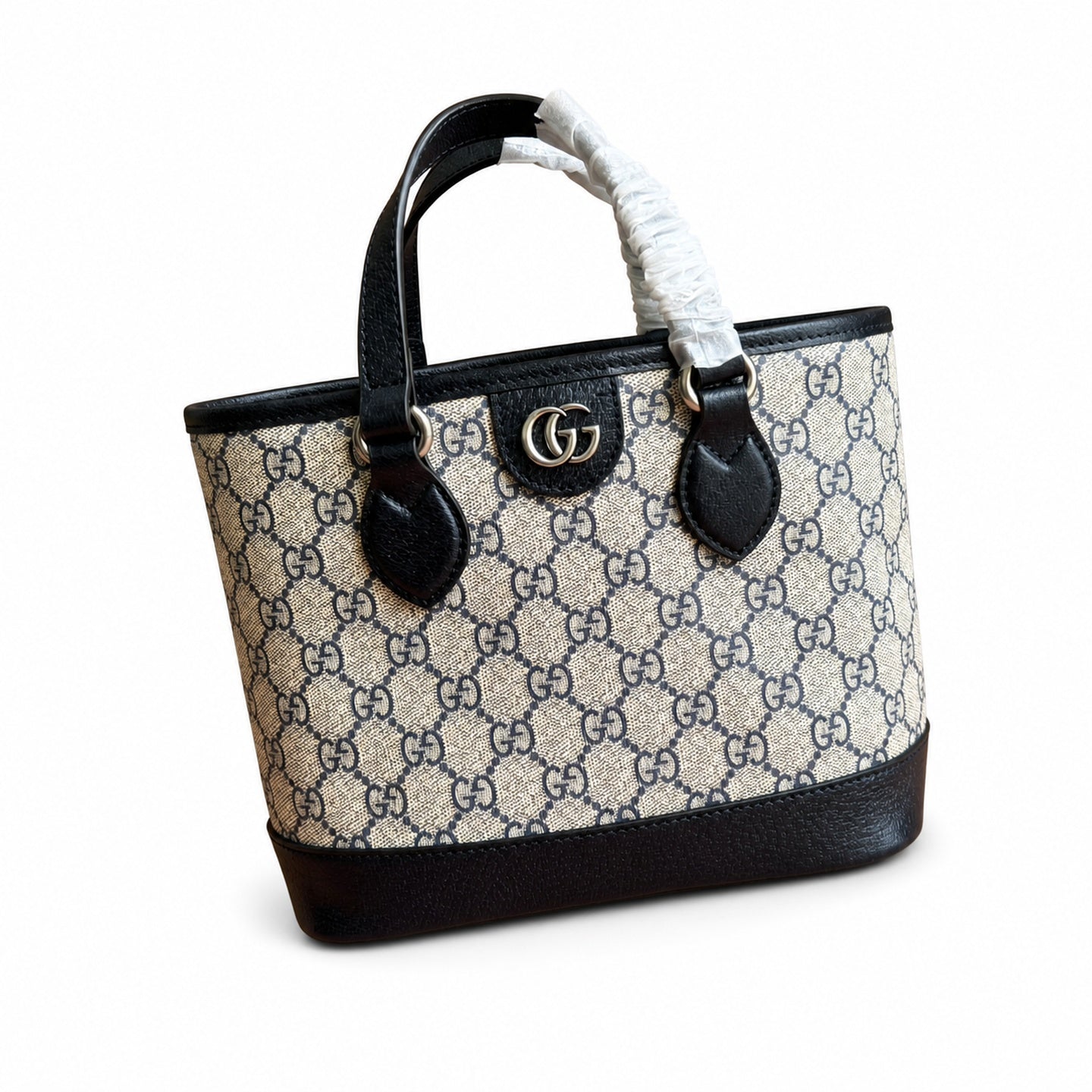 Gucci Supreme Mini Cotton Canvas Leather Black Crossbody Bag