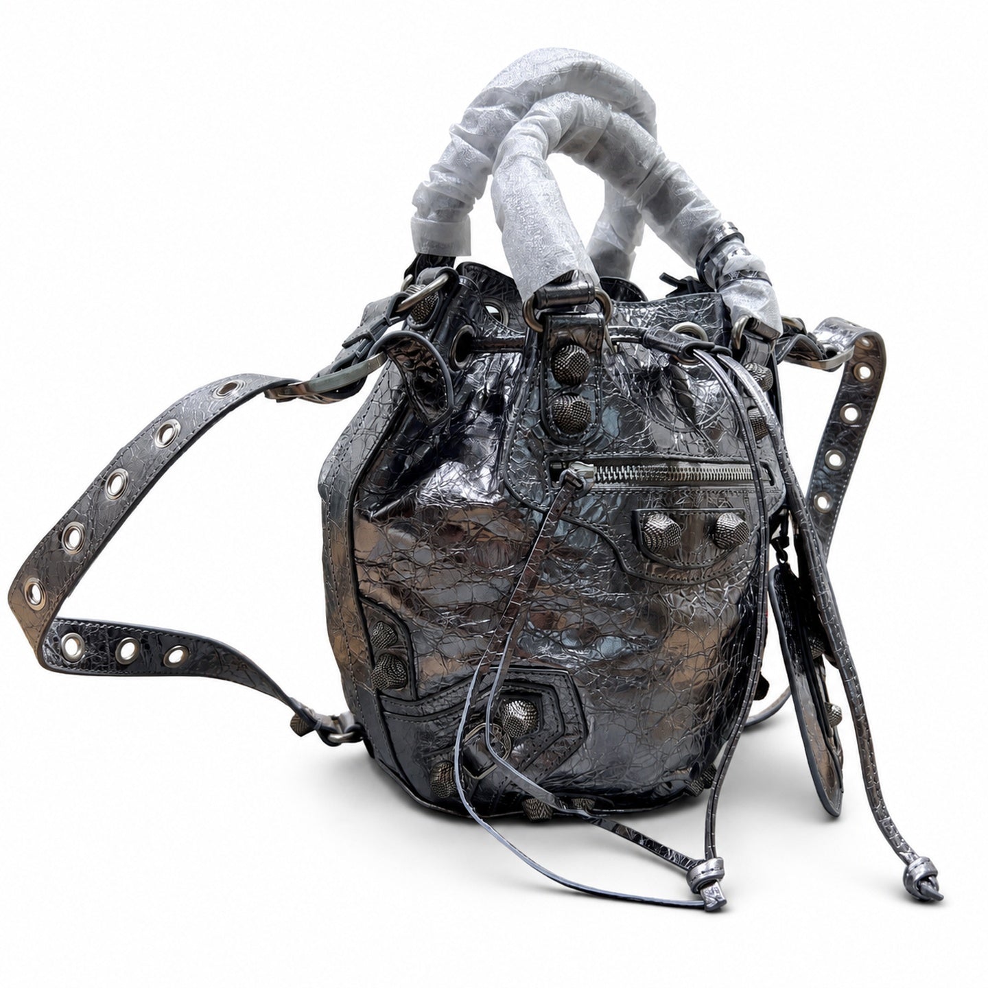 Balenciaga Large Leather Silver Bag