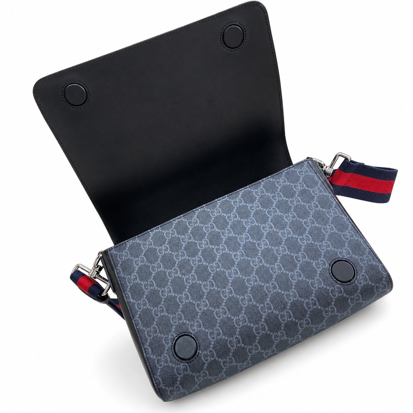 Gucci Supreme Cotton Canvas Leather Black Red Blue Green Crossbody Bag