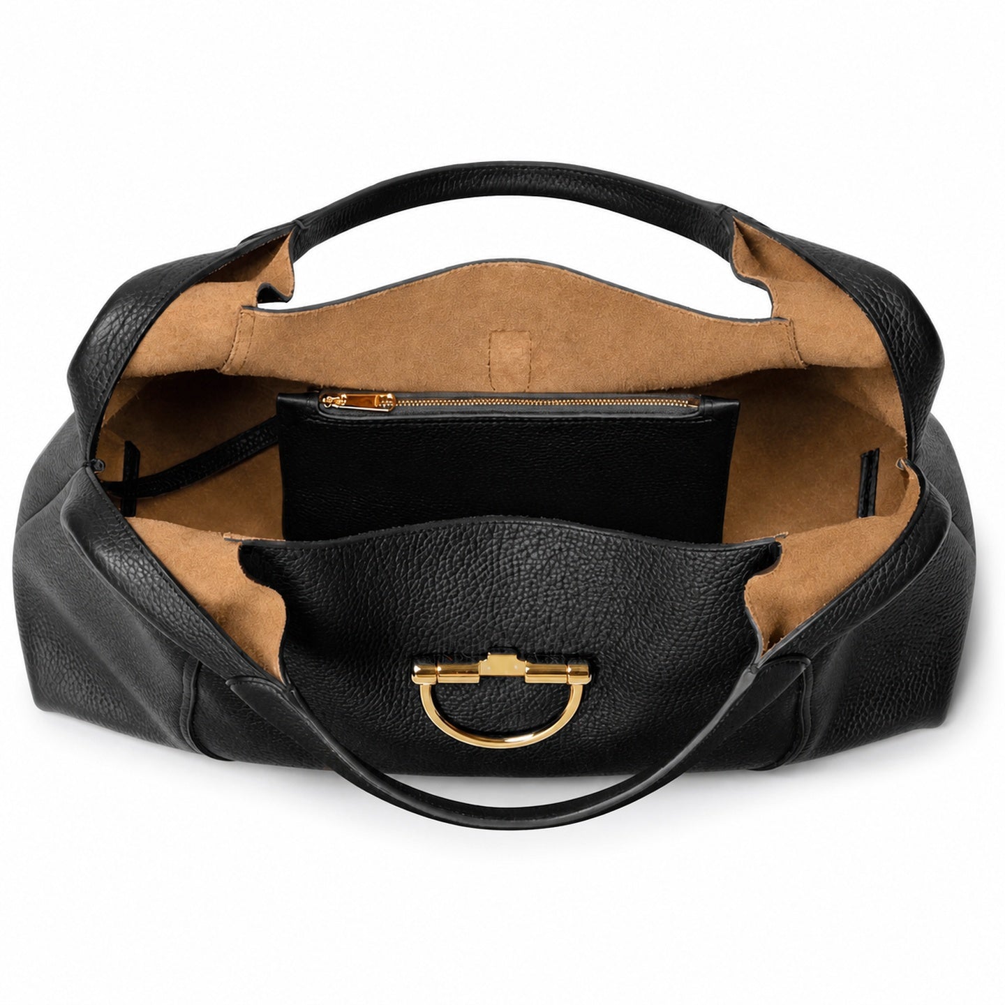 Gucci Horsebit Large Leather Black Brown Gold Shoulder Bag