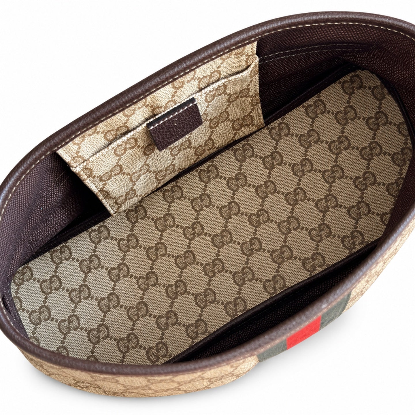 Gucci Denim Nylon Leather Brown Blue Shoulder Bag