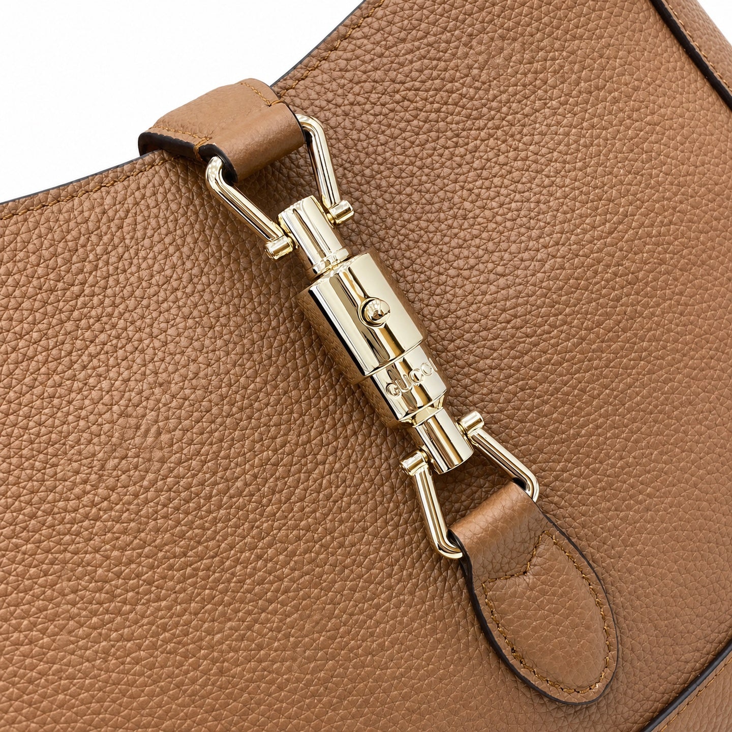 Gucci Jackie 1961 Medium Leather Brown Gold Handbag