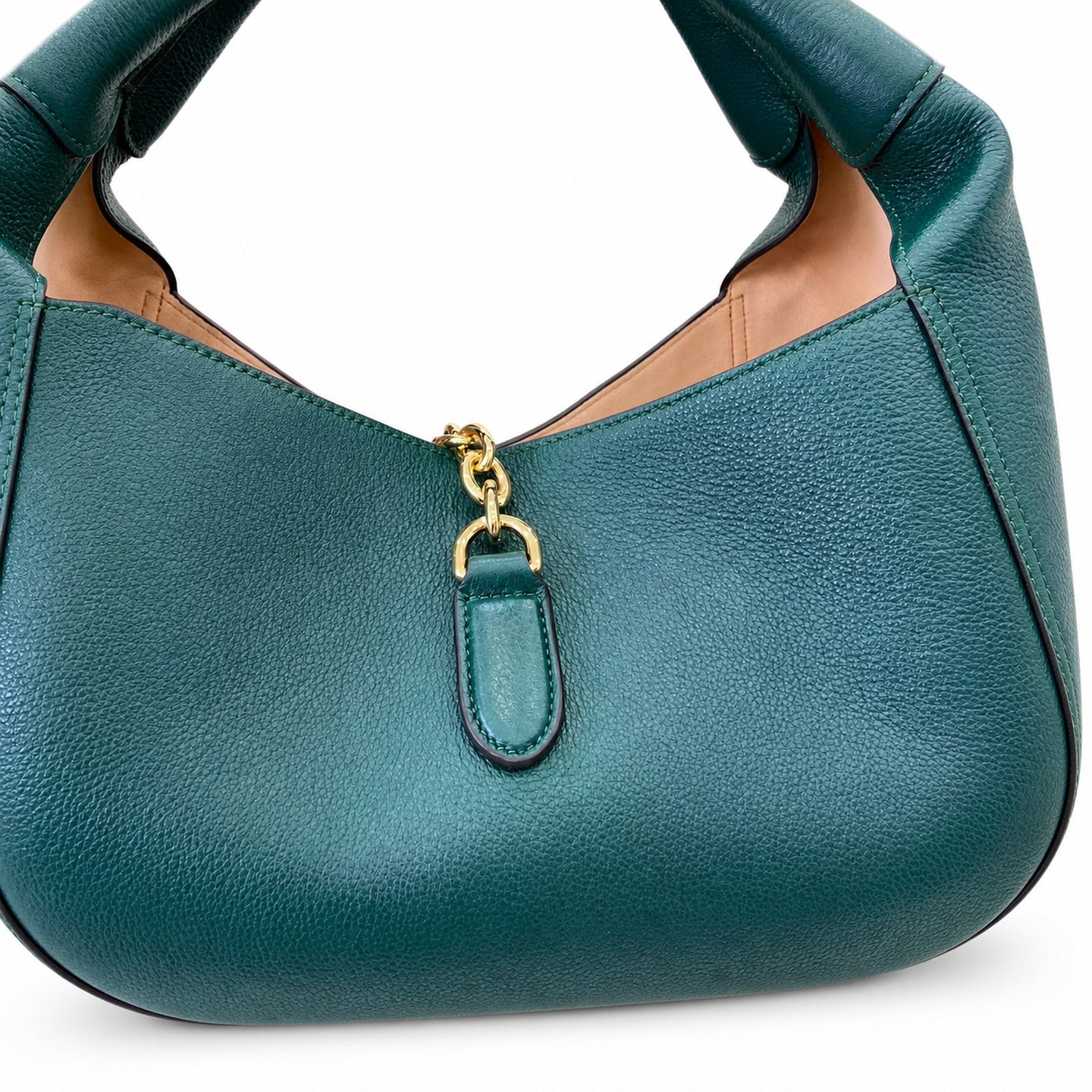 Gucci Leather Brown Green Gold Shoulder Bag