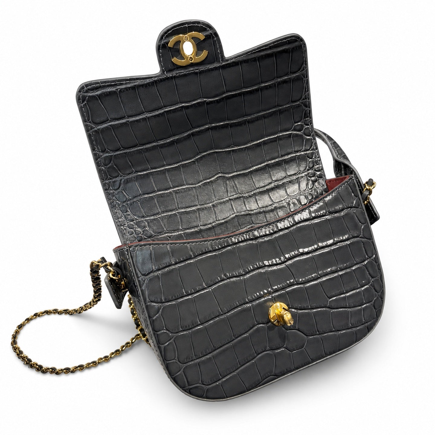 Chanel Croc-Embossed Leather Bag