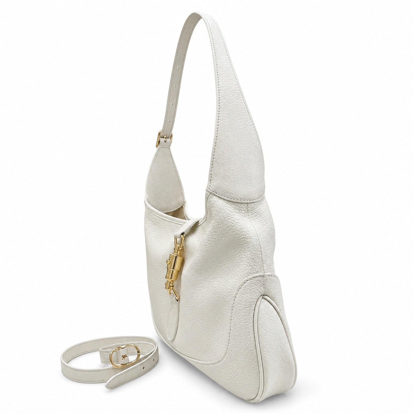 Gucci Leather White Beige Gold Handbag