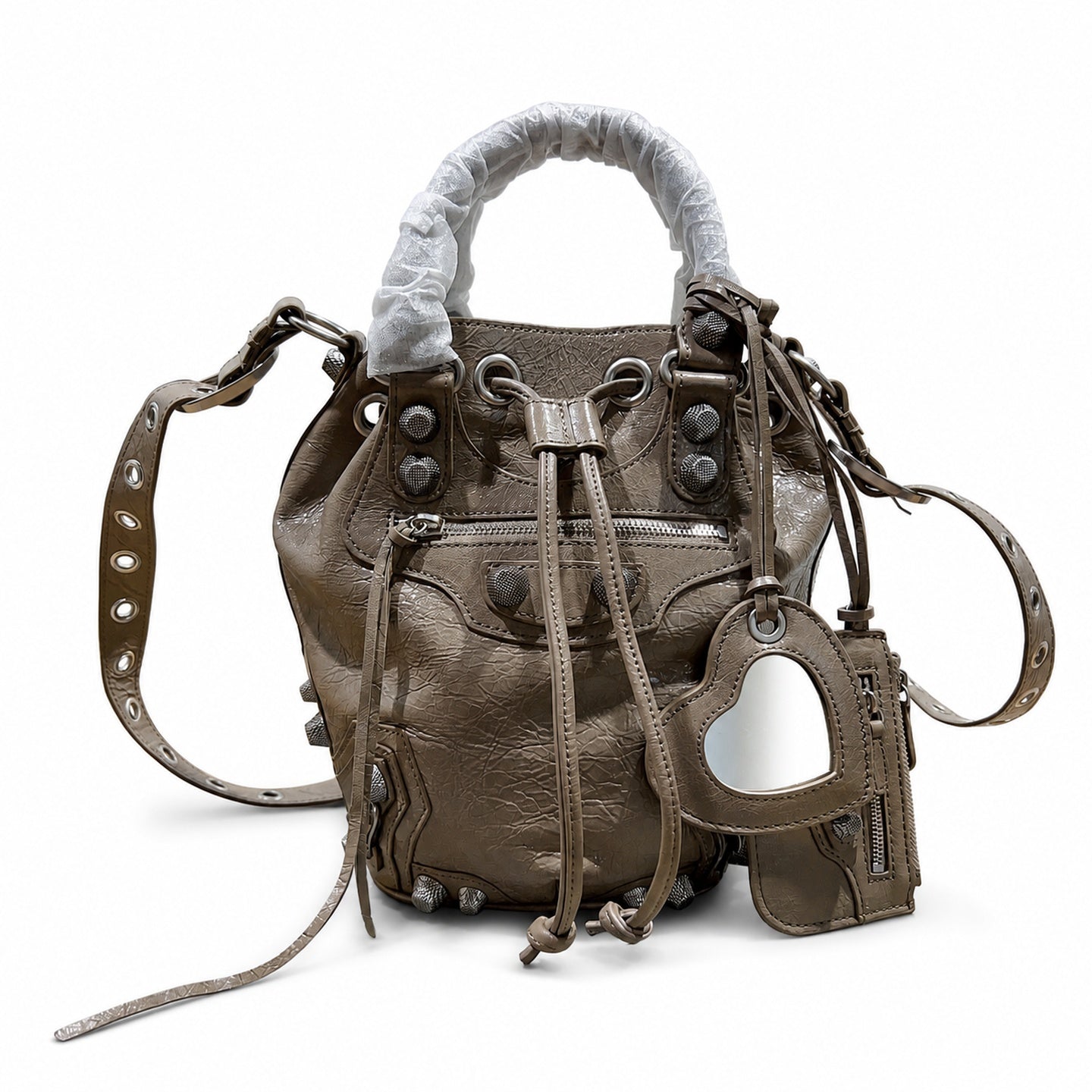Balenciaga Large Leather Khaki Bag