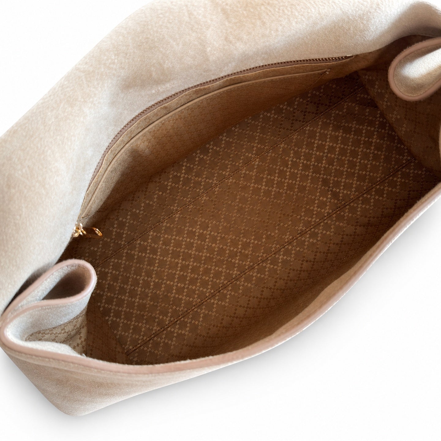 Gucci Horsebit Suede Canvas Leather Gold Handbag