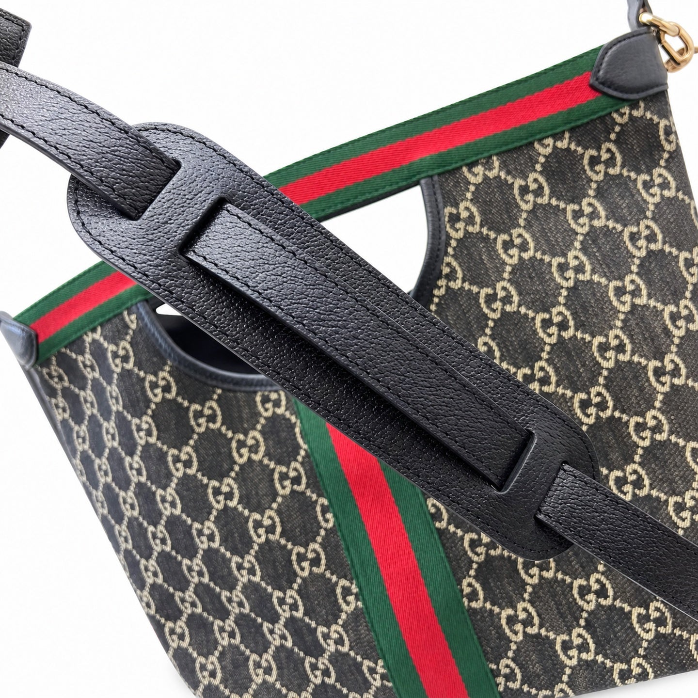 Gucci Giglio Men's Cotton Denim Canvas Leather Black White Brown Red Green Gold Handbag