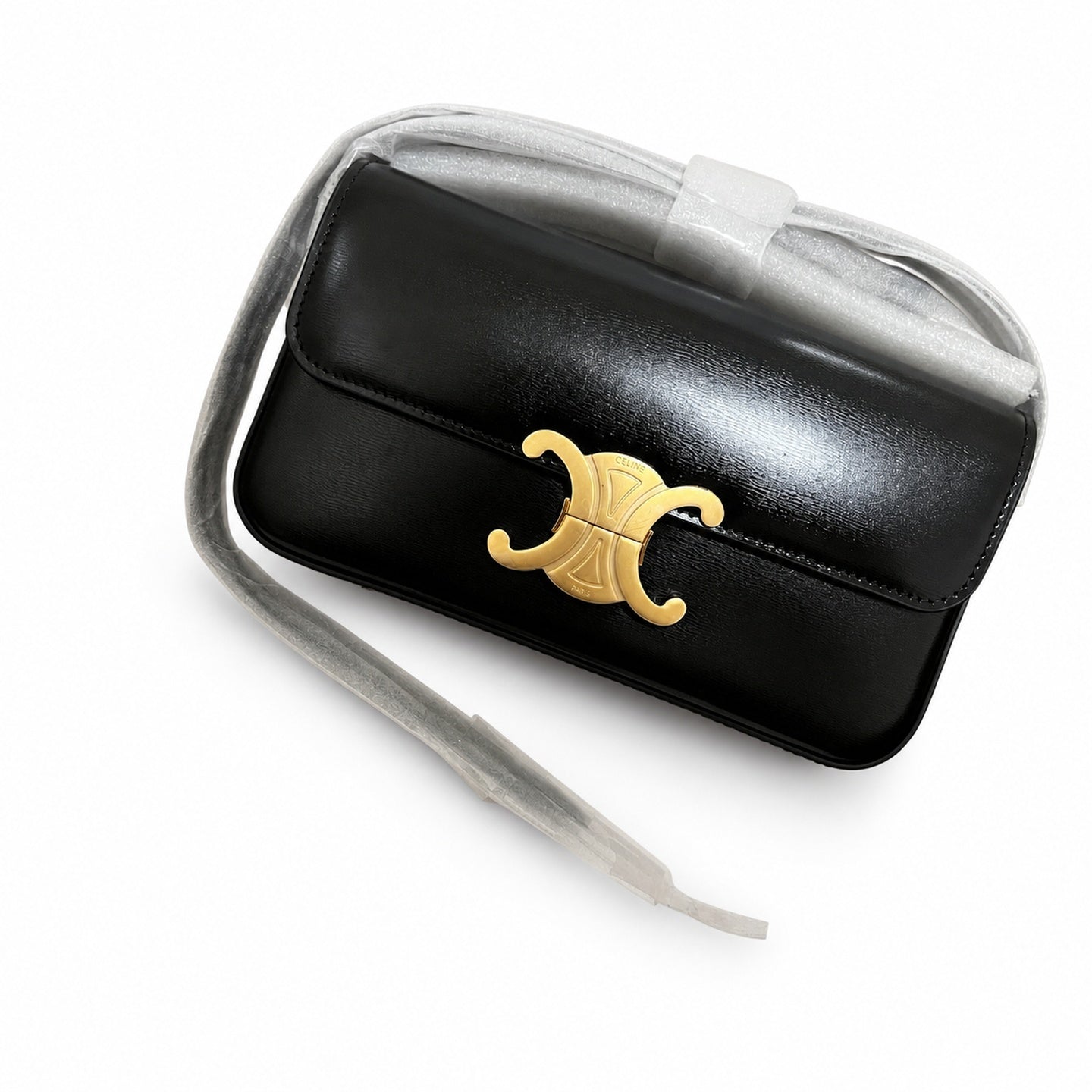 Celine Triomphe Leather Black White Pink Shoulder Bag