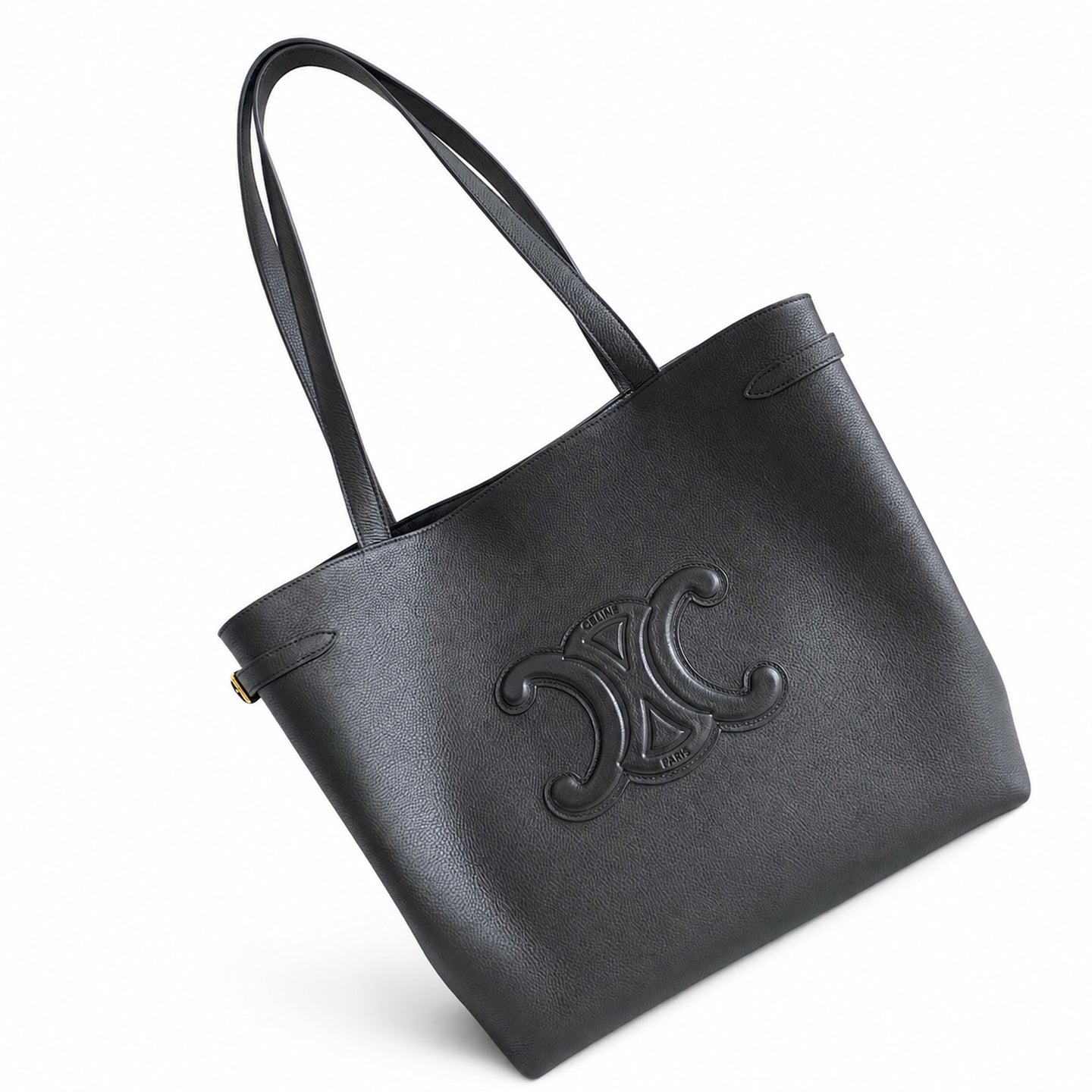 Celine Cabas Large Leather Black Brown Gold Handbag