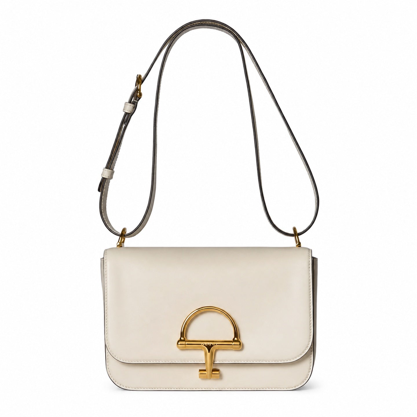 Gucci Horsebit Small Leather White Gold Shoulder Bag