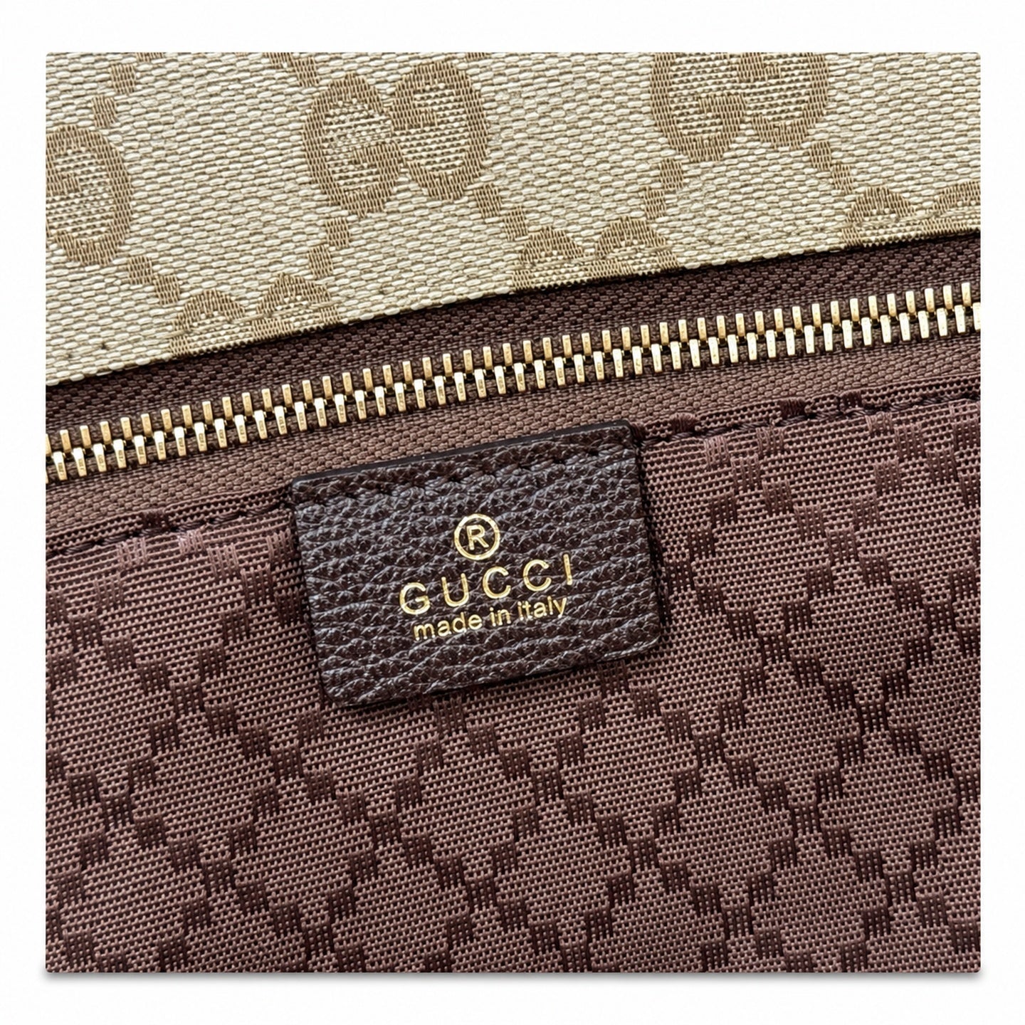 Gucci Canvas Leather Brown Gold Bag